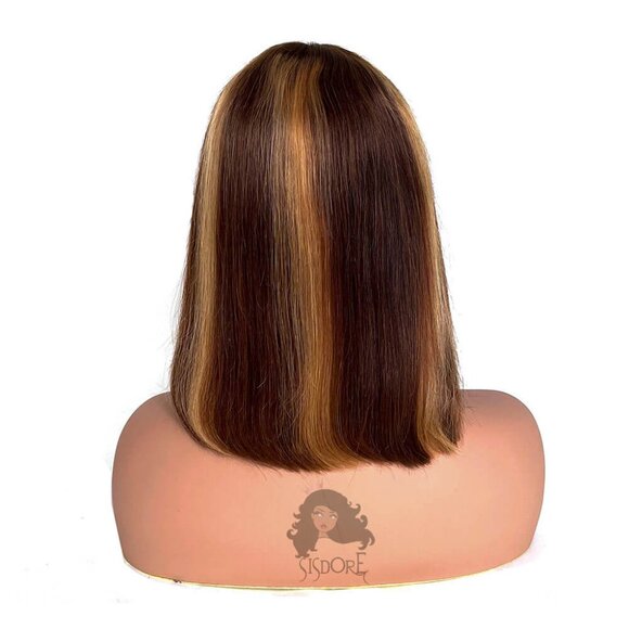 Glueless Bob with Bangs, Short Straight Human Hair Wig 3x1 Lace - Picture 13 of 15